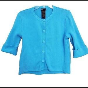 🧣🦋Grace Elements Blue   Button Cuffed 3/4  Sleeve Cardigan Bust 38” Length 22”